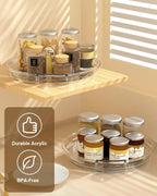 INCOSTAR 3 Pack Clear Lazy Susan Turntable 9'' & 11.8'' for Cabinet | Two-Tier Spinning Organizer, Space-Saving Pantry Storage Rack, Clear Durable Plastic, Makeup & Bathroom