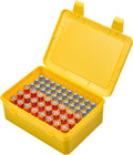 Battery Organizer Storage Box, Garage Case Holder for 24* AA, 30* AAA Batteries (Bag Not Include Batteries Pack) (yellow)