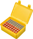 Battery Organizer Storage Box, Garage Case Holder for 24* AA, 30* AAA Batteries (Bag Not Include Batteries Pack) (yellow)