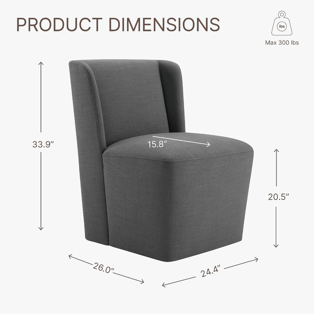 KISLOT Dining Chairs with Casters No Assembly Upholstered Wingback Single Sof...