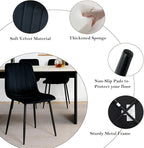 Dining Chairs Set of 6, Modern Kitchen Dining Room Chairs, Ergonomic Velvet Dining Chair Upholstered Cushion Seat and Sturdy Metal Legs(Black)
