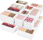 Drawer Clothing Organizer 16-Pack, White 3 Sizes Underwear Drawer Dividers, Fabric Folding Wardrobe Organizer, Can Store Baby Clothes, Bras, Underwear, Panties, Belts, Socks, Ties, etc.