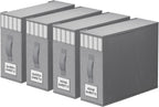 4 Pack Bed Sheet Closet Organizers and Storage,Sturdy Foldable Storage Containers with Window and Label,Storage and Organization for Bedding Sheets,Duvet Covers,Blankets (Grey)