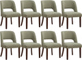 Dining Chair Set of 8,Modern Dining Room Chairs with Thick Cushions,Upholstered Linen Fabric Kitchen Chairs for Kitchen Dining Room Green