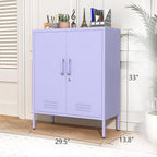 Wide Multipurpose Metal Storage Cabinet with Lockable Design & 2 Adjustable Partitions, Thickened Steel & Sturdy Construction for Home, Living Room & Office Purple 33" H X 29.5" W X 13.8" D