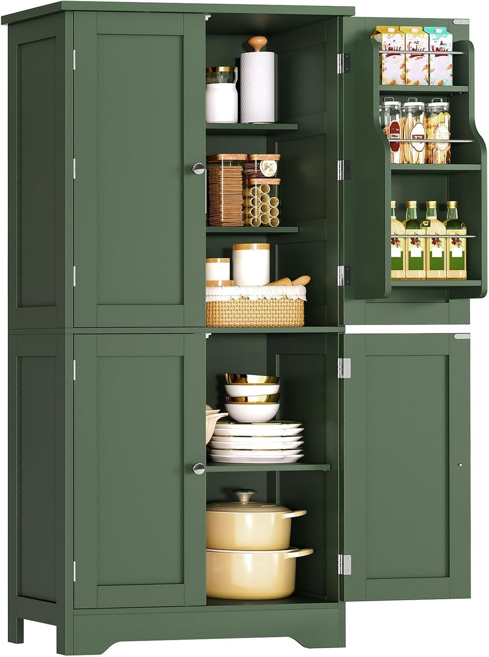 TEENFON 51" H Pantry Cabinet with 4 Doors, Kitchen Cabinet with 6 Door S...