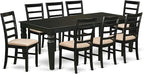 East West Furniture LGPF9-BLK-C 9 Piece Dining Set Includes a Rectangle Dining Table with Butterfly Leaf and 8 Linen Fabric Kitchen Room Chairs, 42x84 Inch, Black
