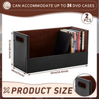 CroBlissful 2 Set Leather Dvd Storage Box Stackability Dvd Storage Shelf Holder Racks Cassette Tape Display Stand with Carrying Handles for Movie Cases Organizer Can Store up to 52 Boxes