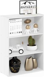 Furinno PASIR Book Shelf, 3-Tier Bookshelf, Storage Shelves Bookcase, 9.7 x 23.7 x 31.5, for Living Room, Bedroom, Home Office, Plain White