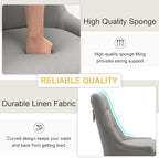 Upholstered Dining Chairs with Arms, Set of 6, Dining Room Chairs with Solid Wood Legs and Tufted Backrest(Linen+Grey)