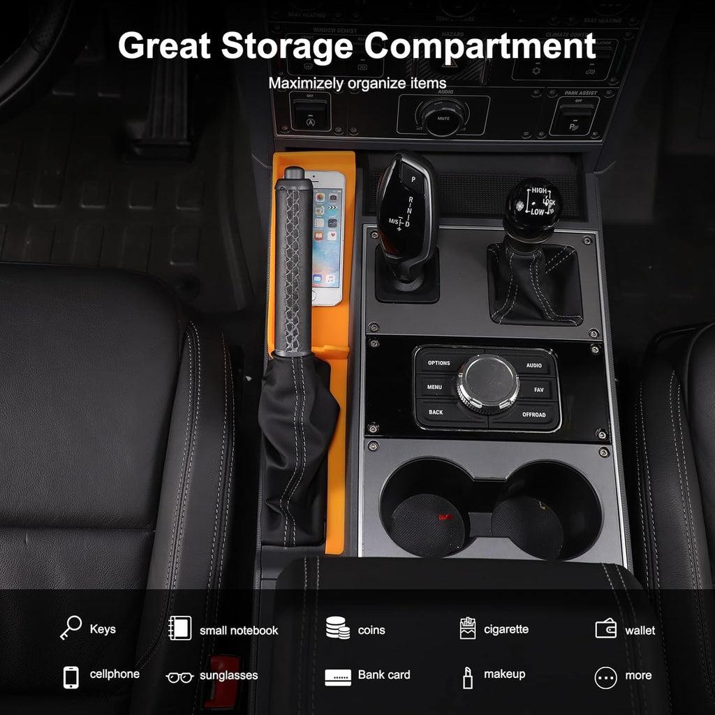 Center Console Organizer Compatible with INEOS Grenadier 2020-2024, Center Console Hand Brake Storage Box Armrest Organizer Insert Tray Accessories (Orange)