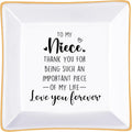 Niece Gifts Ceramic Jewelry Dish Square Trinket Tray, Niece Birthday Gifts | Niece Gifts from Auntie Uncle, Gifts for Niece Sweet 16 Birthday, Christmas, Graduation, Confirmation, Stocking Stuffer