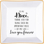 Niece Gifts Ceramic Jewelry Dish Square Trinket Tray, Niece Birthday Gifts | Niece Gifts from Auntie Uncle, Gifts for Niece Sweet 16 Birthday, Christmas, Graduation, Confirmation, Stocking Stuffer