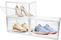 3 Pack Clear Acrylic Sneaker Shoe Display Case,Shoe Storage Boxes Stackable,Acrylic Boxes for Shoes Display with Lid,Boot Storage Organizer for Tall Boot,Purse Handbag Organizer for Closet