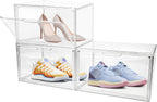 3 Pack Clear Acrylic Sneaker Shoe Display Case,Shoe Storage Boxes Stackable,Acrylic Boxes for Shoes Display with Lid,Boot Storage Organizer for Tall Boot,Purse Handbag Organizer for Closet