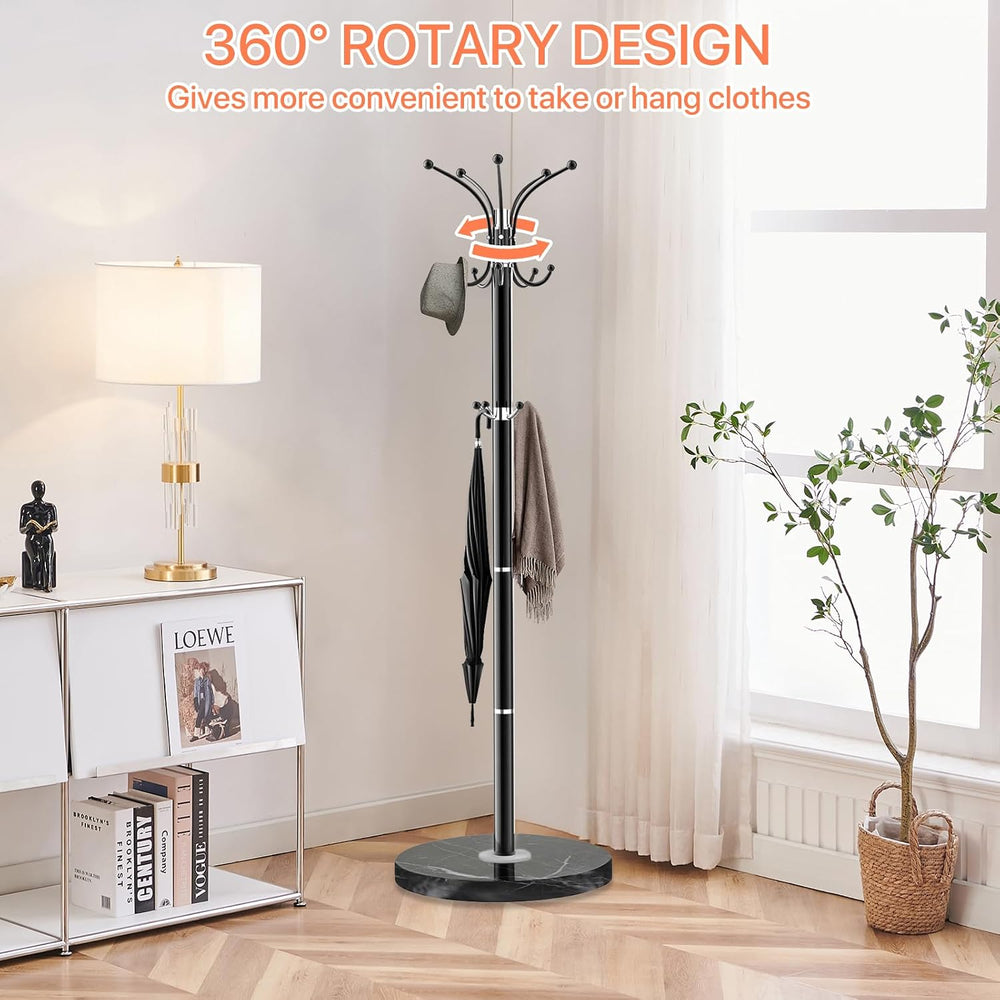 ZOZOE Metal Coat Rack Stand, Modern Coat Rack Freestanding with Natural Marbl...