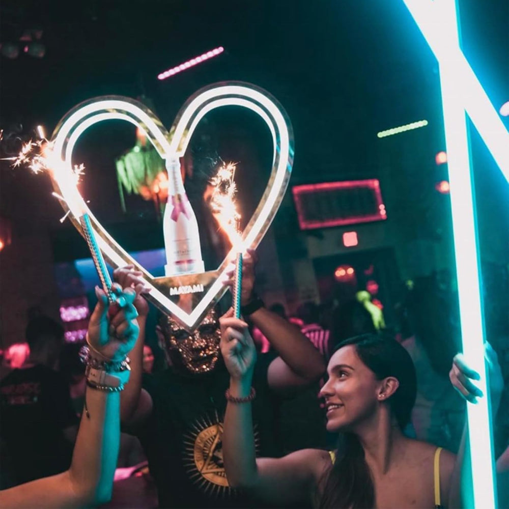 7-Color LED Heart Shape Liquor Bottle Display Shelf, Champagne VIP Bottle Pre...