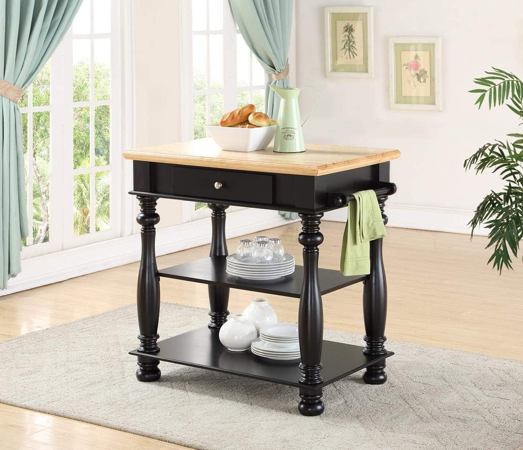 Bernards Birch Kitchen Island, Black