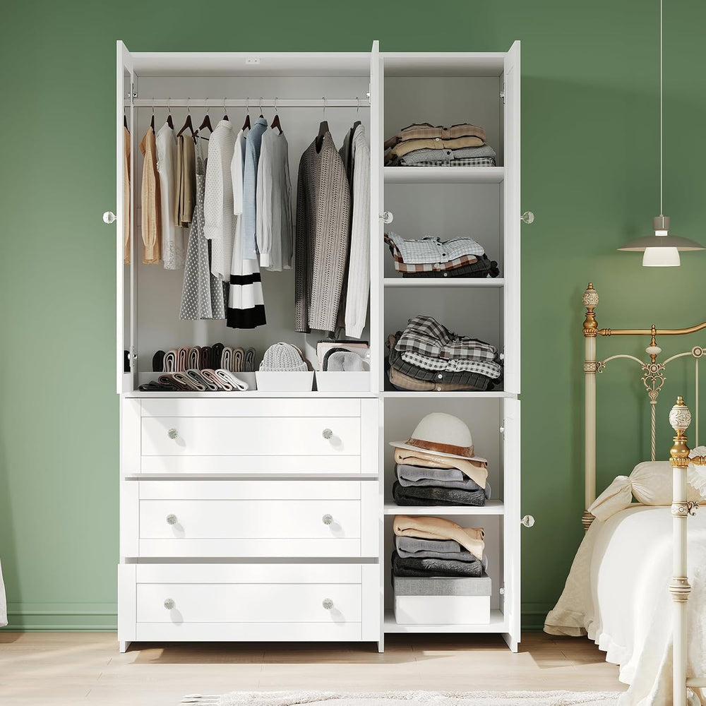 VOWNER 71" Armoire Wardrobe Closet with 3 Drawers and Mirror | Clothing ...
