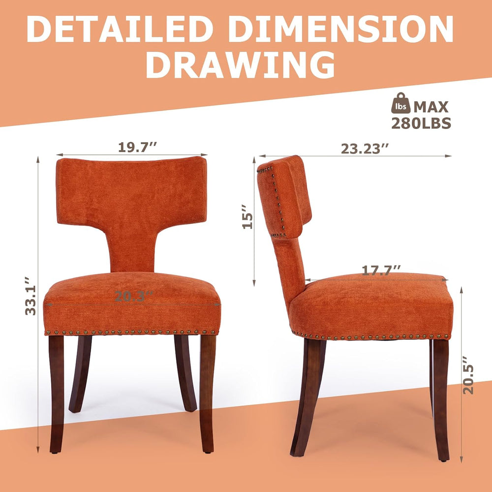 Mid Century Modern Farmhouse Dining Chairs Set of 4, Linen Upholstered with C...