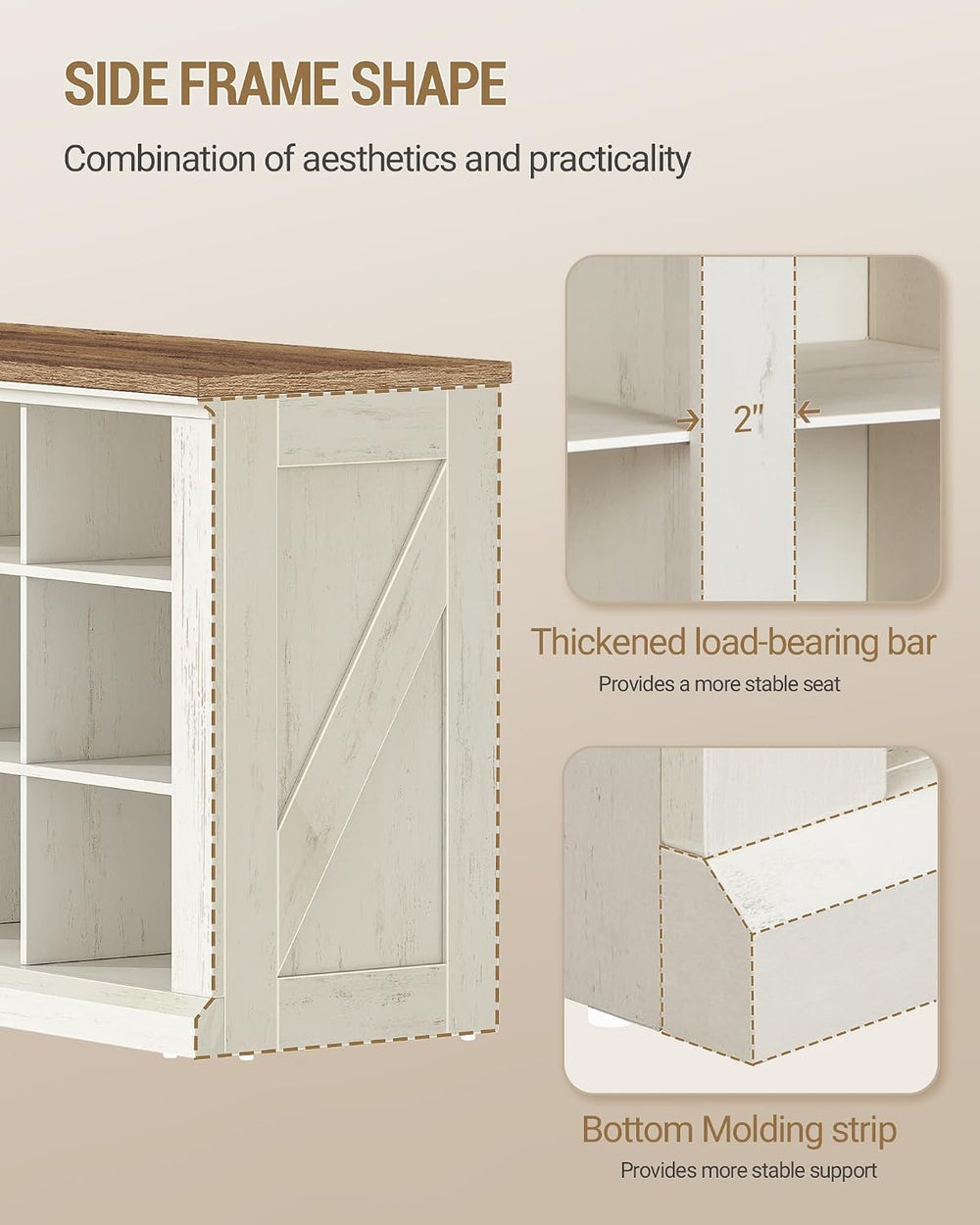 Hzuaneri Shoe Storage Bench, Wooden Entryway Shoe Benches with Cubby | Widene...