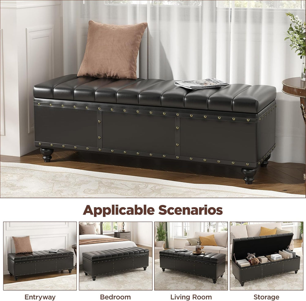 Maupvit Storage Ottoman Bench, Faux Leather Ottoman with Storage, Bench for B...