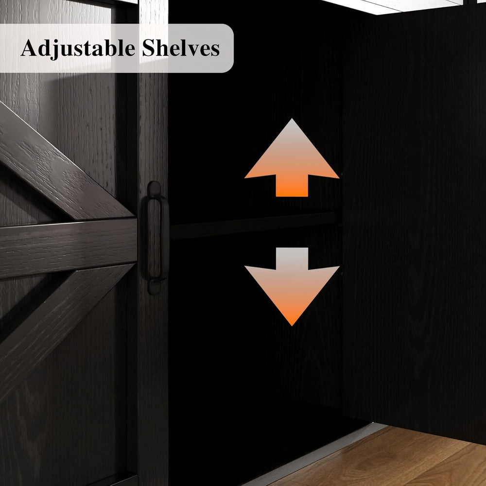 BestHaped 65 Inch Farmhouse Buffet Cabinet with Storage, Black Sideboard Buff...