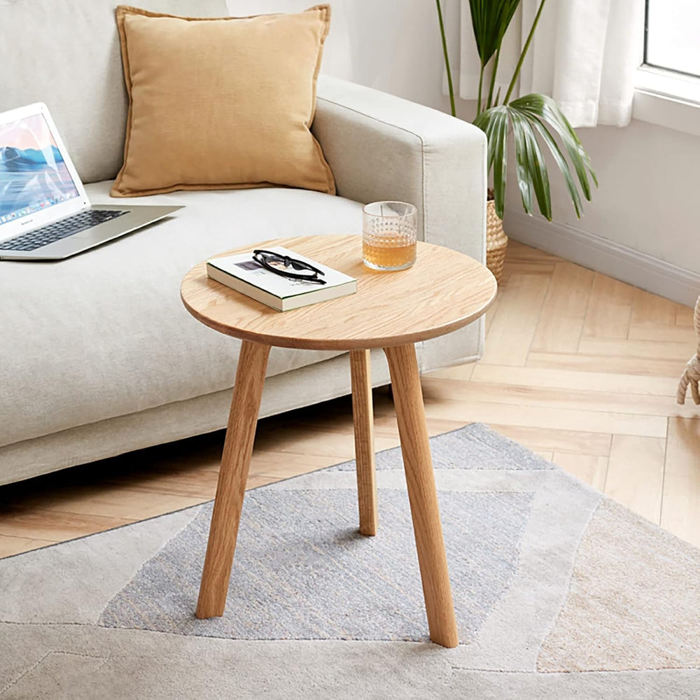 Round End Table for Living Room Coffee Side Table, Durable All Natural Solid ...