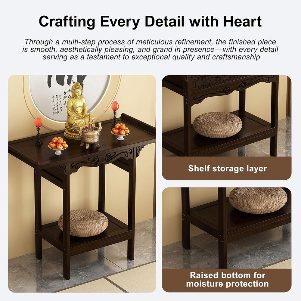Prayer Altar, Buddha Altar Table, Designed for Home Use, Altar Table with Sto...