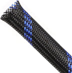 Braided Cable Sleeving, PET Expandable Braided Cable Sleeve, Flexible Mesh Sleeving Cord Management for Audio Video and Other Home Device, Cord Protector from Pets (Black Blue, 13/16" x 25ft)
