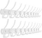 Dseap Coat Rack Wall Mount - 38” Long 10-Tri-Hooks Heavy Duty Coat Hanger Rail Wall Hooks for Hanging Coats Hats Clothing Clothes Purse Mudroom Entryway, White, Pack of 2
