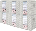 WISELIFE Storage Bags 6 Pack/100L Large Blanket Clothes Organization and Storage Containers for Comforters,Bedding, Foldable Organizer with Reinforced Handle, Clear Window, Sturdy Zippers,Lvory