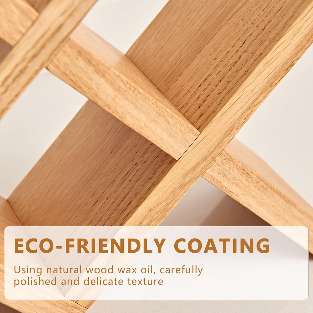 Solid Oak Wine Rack Countertop, 4 Bottle Tabletop Wine Holder - No Assembly F...