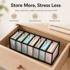 Nylon Drawer Dividers Breathable Mesh Organizers With Reinforced Edges For Lingerie, Socks, Underwear And Travel, 7 Grid
