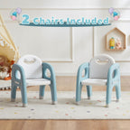 GITAWUSA Kids Table and 2 Chairs Set, Large Built-in Storage, Montessori Toddlers Table and Chairs Set, Kids Activity Table for Drawing Dining Playing, CPSC & ASTM Approved, Blue
