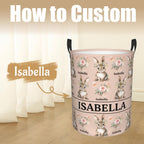 Custom Name Laundry Hamper, Personalized Rabbit Laundry Basket with Name for Boys Girls Kids Men Women, Customized Name Dirty Clothes Basket Gifts for Clothes Toy Bathroom Bedroom Laundry Room Dorm
