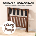 Luggage Racks Suitcase Stand Foldable With Storage Shelf For Guest Room Hotel Essentials Solid Bamboo Heavy-Duty Item Holder Chestnut Brown