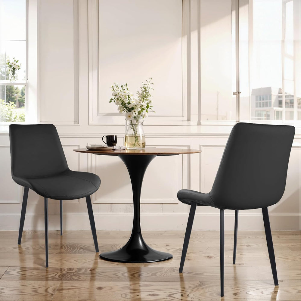 Dining Chairs, Modern PU Leather Dining Room Chair with Sturdy Metal Legs, Up...