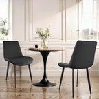 Dining Chairs, Modern PU Leather Dining Room Chair with Sturdy Metal Legs, Upholstered Seat Dinner Chairs Accent Side Chairs for Indoor Kitchen Living Room (Black, Set of 2)