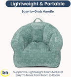 Delta Children - Serta Kids Plush Barrel Toddler Chair, Soft Foam Chair Bean Bag Chair Alternative for Boys and Girls, Cozy Seat for Reading, Watching Cartoons, Playroom Nursery Bedroom, Sage