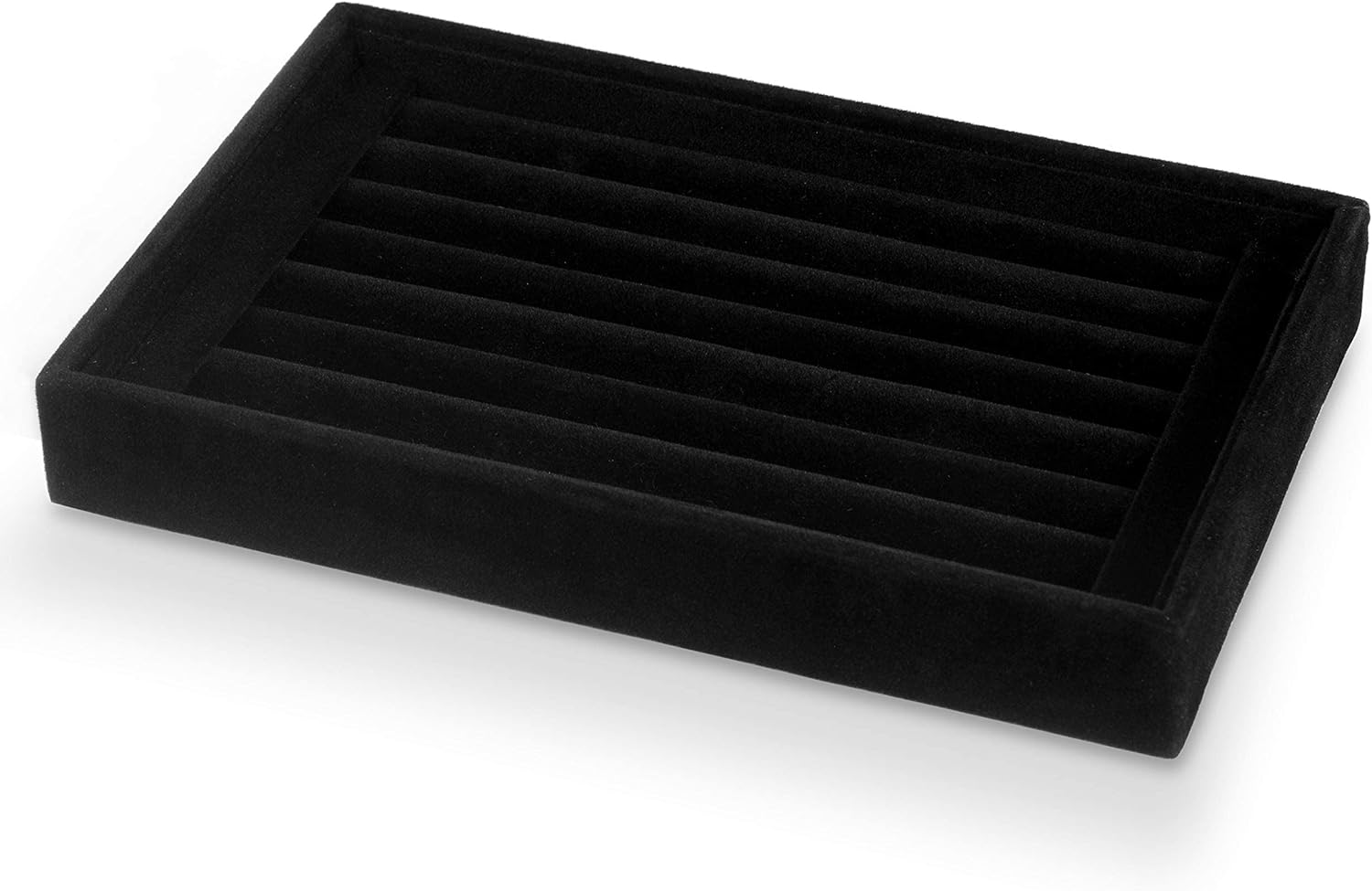 Valyria Velvet 7 Slots Ring Earrings Trays Showcase Display Jewelry Organizer VA003 (Black)
