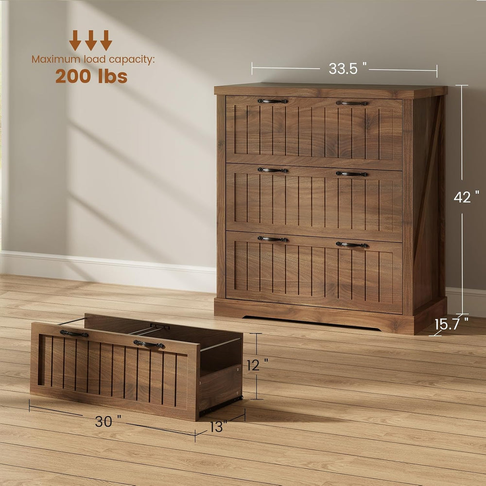 SEDETA Filing Cabinet for Home Office, Farmhouse 3 Drawer File Cabinet, Wood ...