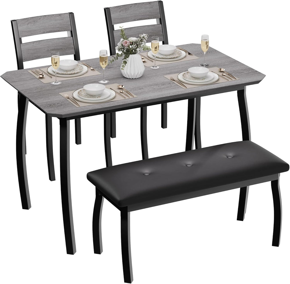 IDEALHOUSE 43'' Dining Table Set for 4, Wooden Kitchen Table with Uph...