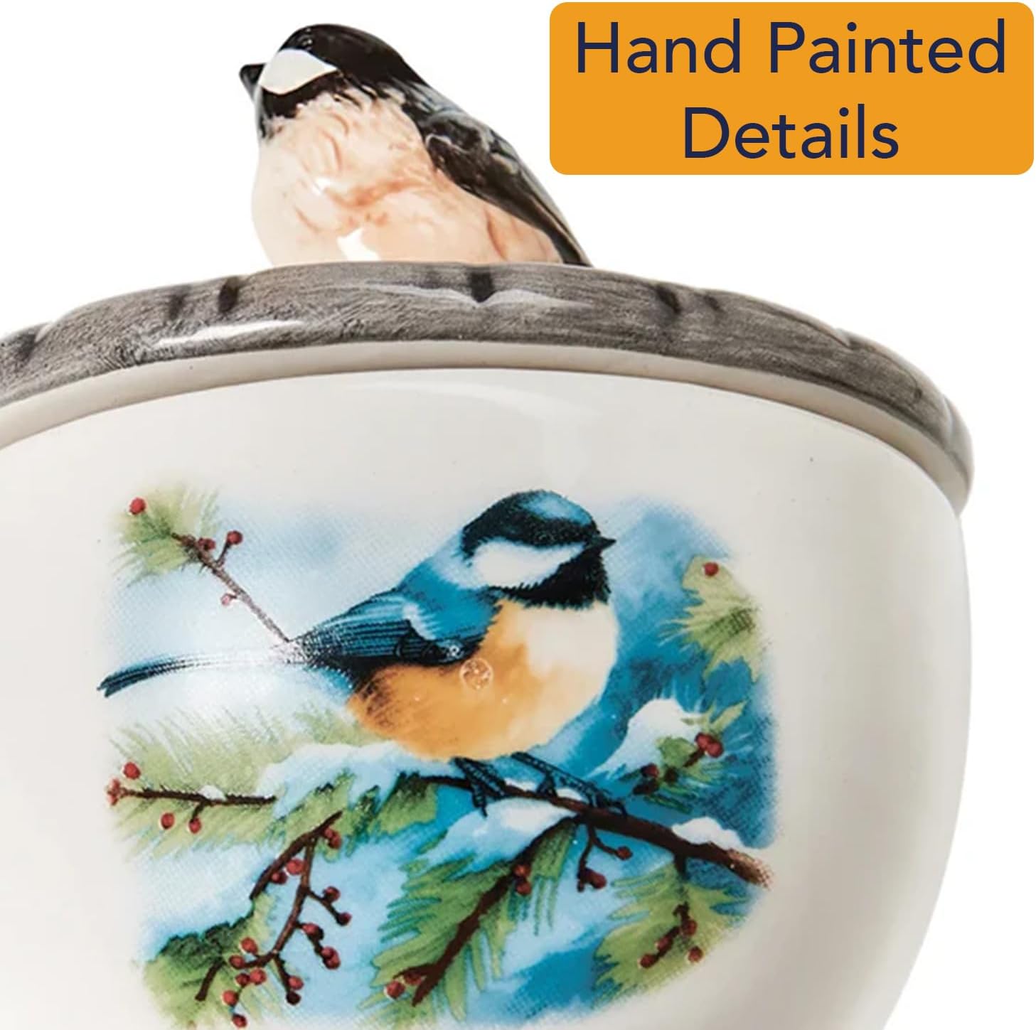 Bits and Pieces Chickadee Jewelry Box for Women Small Trinket Box with Bird Figurine Lid - Decorative Boxes for Home Decor