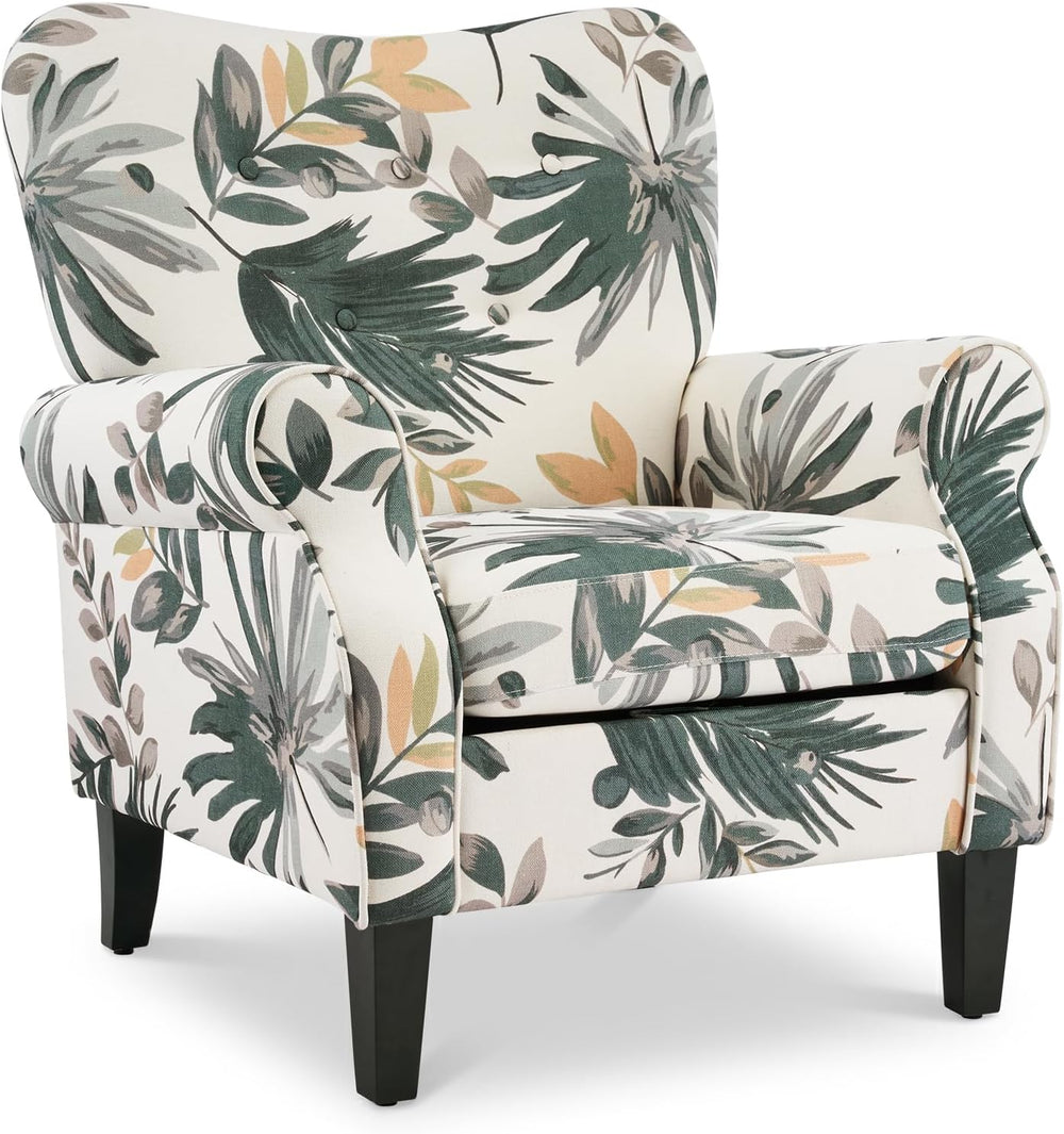 YOLENY Mid Century Wingback Arm Chair, Modern Upholstered Fabric High Back Ac...
