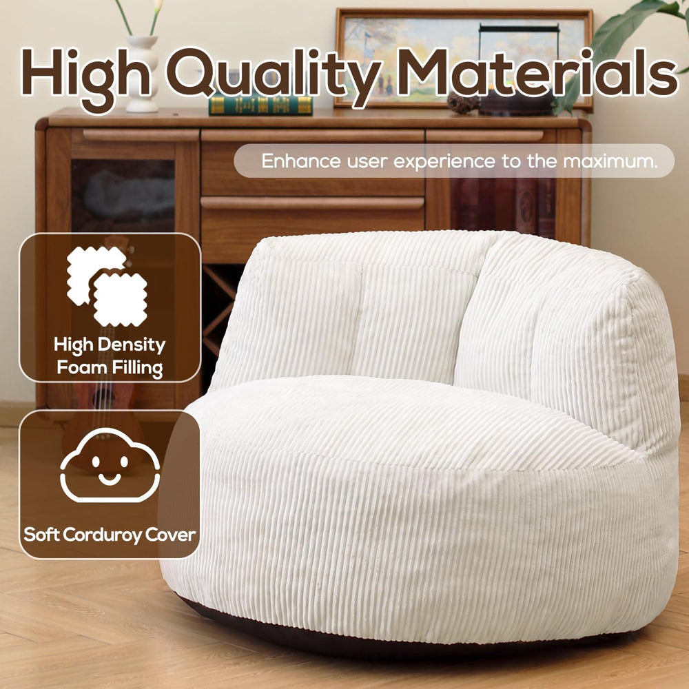 N&V Large Crescent Bean Bag Chair, Adult Size Bean Bag Sack, Foam Filling...