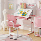 Costzon Kids Desk Chair, Height-Adjustable Study Chair w/Breathable Seat, Double Back Support & Heavy Duty Metal Frame for 3+ Years Old Students Boys & Girls (Pink)