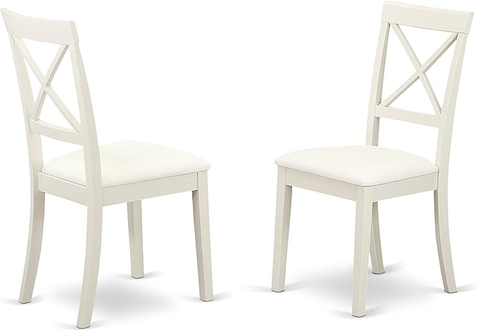 East West Furniture VABO7-LWH-LC 7 Piece Dining Table Set Consist of an Oval Dinner Table with Butterfly Leaf and 6 Faux Leather Dining Room Chairs, 40x76 Inch, Linen White