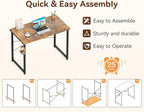 ODK 32 Inches Small Desk for Home Office, Computer Study Table for Small Spaces, Writing Desk with Headphone Hooks, Vintage