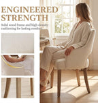 Linen Dining Chairs Set of 6, Upholstered Farmhouse Kitchen Chair Accent Chairs Side Chair with Wood Legs for Living Room/Dining Room/Bedroom/Restaurant, Upgraded Size, Cream